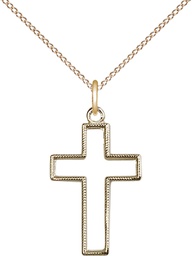 [1708GF/18GF] 14kt Gold Filled Cross Pendant on a 18 inch Gold Filled Light Curb chain