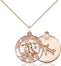 [8057RDGF/18GF] 14kt Gold Filled Saint Joseph of Cupertino Pendant on a 18 inch Gold Filled Light Curb chain