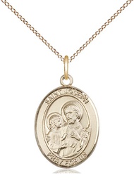 [8058GF/18GF] 14kt Gold Filled Saint Joseph Pendant on a 18 inch Gold Filled Light Curb chain