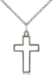 [1708SS/18SS] Sterling Silver Cross Pendant on a 18 inch Sterling Silver Light Curb chain