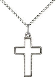 [1708SS/18SS] Sterling Silver Cross Pendant on a 18 inch Sterling Silver Light Curb chain