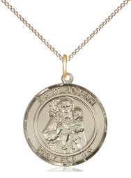 [8058RDGF/18GF] 14kt Gold Filled Saint Joseph Pendant on a 18 inch Gold Filled Light Curb chain