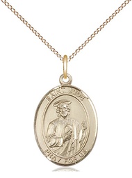 [8060GF/18GF] 14kt Gold Filled Saint Jude Pendant on a 18 inch Gold Filled Light Curb chain