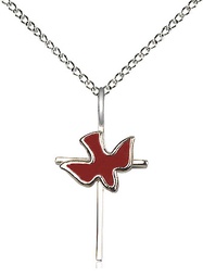 [1812RSS/18SS] Sterling Silver Cross Holy Spirit Pendant on a 18 inch Sterling Silver Light Curb chain