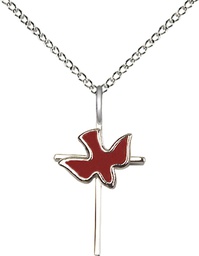 [1812RSS/18SS] Sterling Silver Cross Holy Spirit Pendant on a 18 inch Sterling Silver Light Curb chain