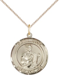 [8060RDGF/18GF] 14kt Gold Filled Saint Jude Pendant on a 18 inch Gold Filled Light Curb chain
