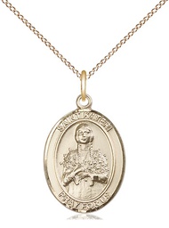 [8061GF/18GF] 14kt Gold Filled Saint Kateri Pendant on a 18 inch Gold Filled Light Curb chain