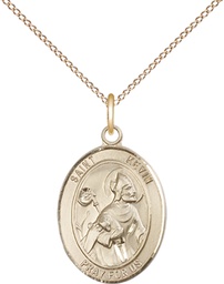 [8062GF/18GF] 14kt Gold Filled Saint Kevin Pendant on a 18 inch Gold Filled Light Curb chain