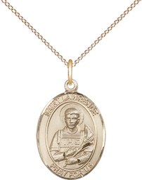 [8063GF/18GF] 14kt Gold Filled Saint Lawrence Pendant on a 18 inch Gold Filled Light Curb chain