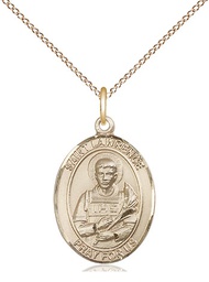 [8063GF/18GF] 14kt Gold Filled Saint Lawrence Pendant on a 18 inch Gold Filled Light Curb chain