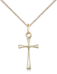 [1872GF/18GF] 14kt Gold Filled Maltese Cross Pendant on a 18 inch Gold Filled Light Curb chain