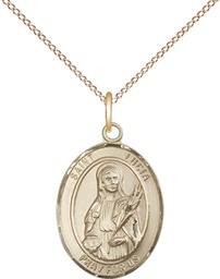 [8065GF/18GF] 14kt Gold Filled Saint Lucia of Syracuse Pendant on a 18 inch Gold Filled Light Curb chain