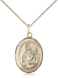 [8065GF/18GF] 14kt Gold Filled Saint Lucia of Syracuse Pendant on a 18 inch Gold Filled Light Curb chain