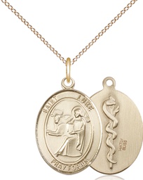 [8068GF/18GF] 14kt Gold Filled Saint Luke the Apostle Pendant on a 18 inch Gold Filled Light Curb chain