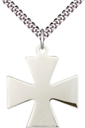 [2043SS/24S] Sterling Silver Surfer Cross Pendant on a 24 inch Light Rhodium Heavy Curb chain