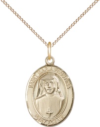 [8069GF/18GF] 14kt Gold Filled Saint Maria Faustina Pendant on a 18 inch Gold Filled Light Curb chain