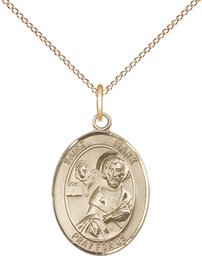 [8070GF/18GF] 14kt Gold Filled Saint Mark the Evangelist Pendant on a 18 inch Gold Filled Light Curb chain