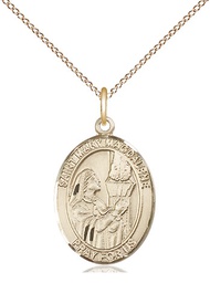 [8071GF/18GF] 14kt Gold Filled Saint Mary Magdalene Pendant on a 18 inch Gold Filled Light Curb chain