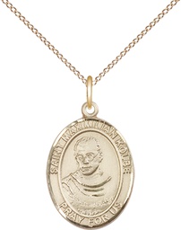 [8073GF/18GF] 14kt Gold Filled Saint Maximilian Kolbe Pendant on a 18 inch Gold Filled Light Curb chain