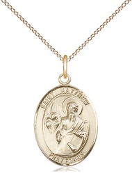 [8074GF/18GF] 14kt Gold Filled Saint Matthew the Apostle Pendant on a 18 inch Gold Filled Light Curb chain