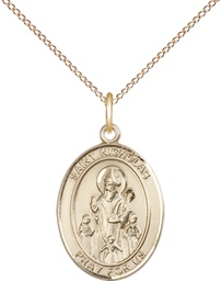 [8080GF/18GF] 14kt Gold Filled Saint Nicholas Pendant on a 18 inch Gold Filled Light Curb chain