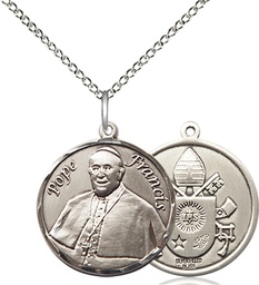 [8451RDSS/18SS] Sterling Silver Pope Francis Pendant on a 18 inch Sterling Silver Light Curb chain