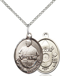 [8451SS/18SS] Sterling Silver Pope Francis Pendant on a 18 inch Sterling Silver Light Curb chain