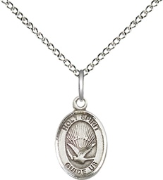 [9044SS/18SS] Sterling Silver Holy Spirit Pendant on a 18 inch Sterling Silver Light Curb chain