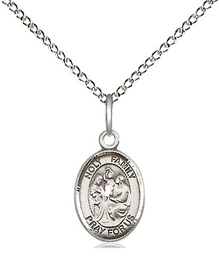 [9218SS/18SS] Sterling Silver Holy Family Pendant on a 18 inch Sterling Silver Light Curb chain