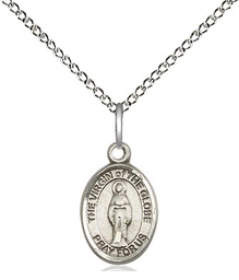 [9345SS/18SS] Sterling Silver Virgin of the Globe Pendant on a 18 inch Sterling Silver Light Curb chain
