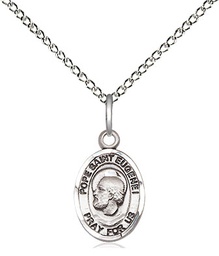 [9352SS/18SS] Sterling Silver Pope St Eugene I Pendant on a 18 inch Sterling Silver Light Curb chain