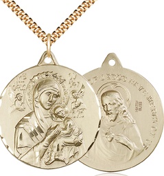 [0203HGF/24G] 14kt Gold Filled Our Lady of Perpetual Help Pendant on a 24 inch Gold Plate Heavy Curb chain
