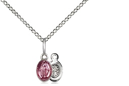 [0205PKSS/18SS] Sterling Silver Miraculous Pendant on a 18 inch Sterling Silver Light Curb chain
