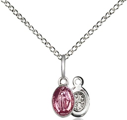 [0205PKSS/18SS] Sterling Silver Miraculous Pendant on a 18 inch Sterling Silver Light Curb chain