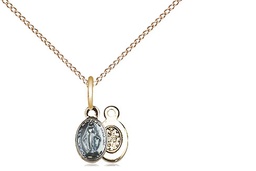 [0205SSG/18GF] Gold Plate Sterling Silver Miraculous Pendant on a 18 inch Gold Filled Light Curb chain