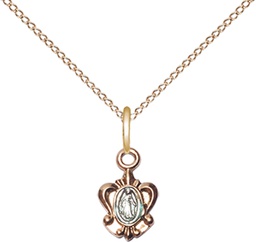 [0211PLGF/18GF] 14kt Gold Filled Miraculous Pendant on a 18 inch Gold Filled Light Curb chain