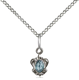 [0211SS/18SS] Sterling Silver Miraculous Pendant on a 18 inch Sterling Silver Light Curb chain