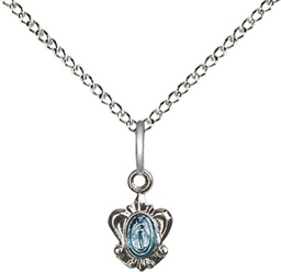 [0211SS/18SS] Sterling Silver Miraculous Pendant on a 18 inch Sterling Silver Light Curb chain