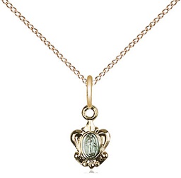 [0211SSG/18GF] Gold Plate Sterling Silver Miraculous Pendant on a 18 inch Gold Filled Light Curb chain