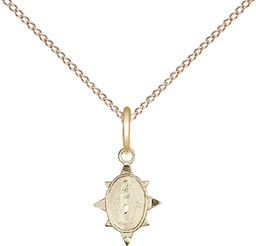 [0212PLGF/18GF] 14kt Gold Filled Miraculous Pendant on a 18 inch Gold Filled Light Curb chain
