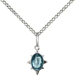 [0212SS/18SS] Sterling Silver Miraculous Pendant on a 18 inch Sterling Silver Light Curb chain