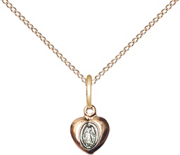 [0217PLGF/18GF] 14kt Gold Filled Miraculous Heart Pendant on a 18 inch Gold Filled Light Curb chain