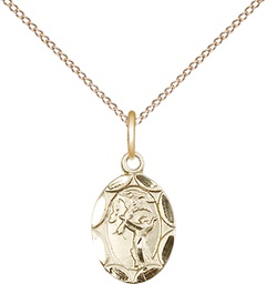 [0301FCGF/18GF] 14kt Gold Filled Saint Francis Pendant on a 18 inch Gold Filled Light Curb chain