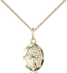 [0301FCGF/18GF] 14kt Gold Filled Saint Francis Pendant on a 18 inch Gold Filled Light Curb chain