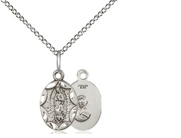 [0301FSS/18SS] Sterling Silver Our Lady of Guadalupe Pendant on a 18 inch Sterling Silver Light Curb chain