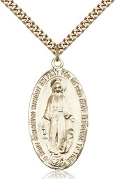 [0453GF/24G] 14kt Gold Filled Miraculous Pendant on a 24 inch Gold Plate Heavy Curb chain