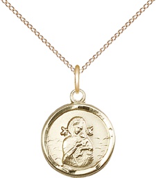 [0601HGF/18GF] 14kt Gold Filled Our Lady of Perpetual Help Pendant on a 18 inch Gold Filled Light Curb chain