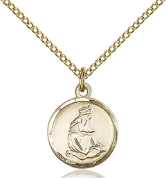 [0601LGF/18GF] 14kt Gold Filled Our Lady of la Salette Pendant on a 18 inch Gold Filled Light Curb chain