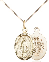 [0612MGF/18GF] 14kt Gold Filled Miraculous Pendant on a 18 inch Gold Filled Light Curb chain