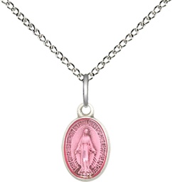 [0702PMSS/18SS] Sterling Silver Miraculous Pendant on a 18 inch Sterling Silver Light Curb chain